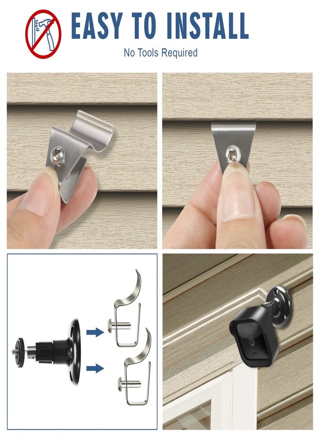 WDZREE (10 Pack) Blink Outdor Camera Mount Vinyl Siding Clips Hooks,No-Hole Needed Outdoor Siding Hanger for Mounting Wyze Cam/Ring/arlo Home Security Camera, Weatherproof Stainless Steel Blink Siding Mount - Image 4