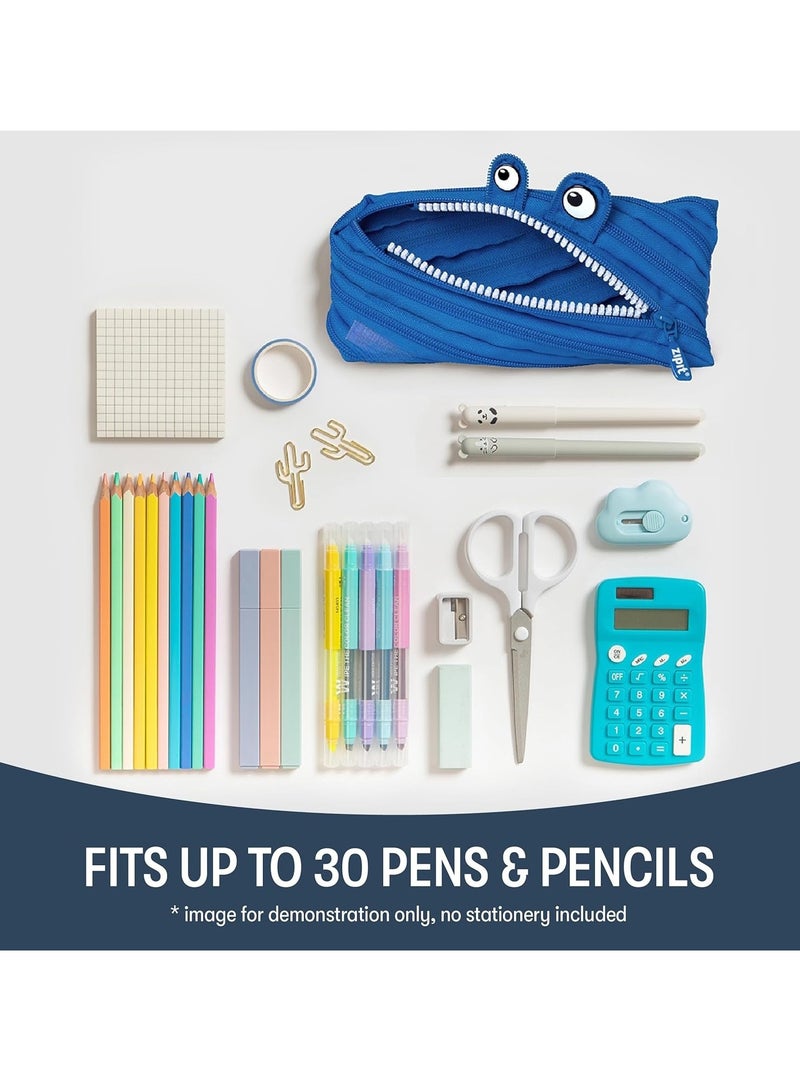 CUNUUDOOL Pencil Case For Boys, Pencil Pouch For School. Large Capacity Monster Design with Whole Zipper For Children's ,Pencil Bag Blue.  - Image 3