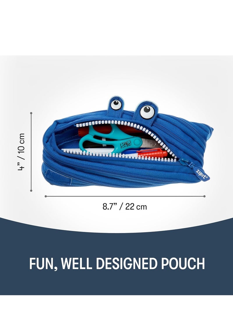 CUNUUDOOL Pencil Case For Boys, Pencil Pouch For School. Large Capacity Monster Design with Whole Zipper For Children's ,Pencil Bag Blue.  - Image 5