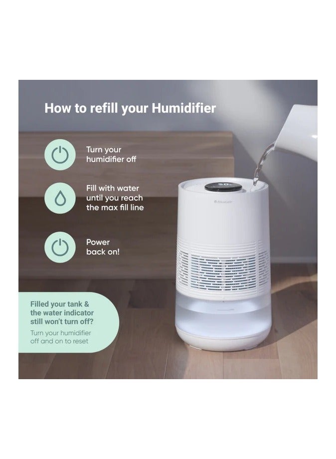Blueair BLUEAIR InvisibleMist™ H35i Air Humidifier| 360° Design, Touchscreen Interface, Air and Water Purifier up to 48Hrs, Smart Filter Monitoring, for Home/Office Use, Up to 500 sqf Room size - White  - Image 3
