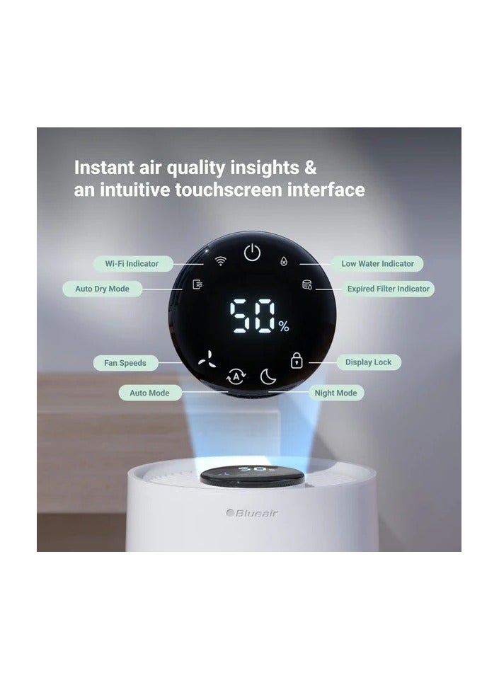 Blueair BLUEAIR InvisibleMist™ H35i Air Humidifier| 360° Design, Touchscreen Interface, Air and Water Purifier up to 48Hrs, Smart Filter Monitoring, for Home/Office Use, Up to 500 sqf Room size - White  - Image 5