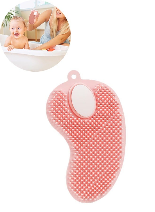 Beauenty 2 In 1 Bath and Shampoo Brush for Baby Kids Adults, Soft Silicone Shower Body Scrub, Exfoliating Body Brush, Loofah Body Brush Scalp Massager Spa Brush (Pink) - Image 1