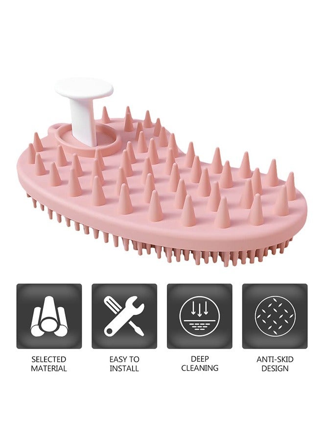 Beauenty 2 In 1 Bath and Shampoo Brush for Baby Kids Adults, Soft Silicone Shower Body Scrub, Exfoliating Body Brush, Loofah Body Brush Scalp Massager Spa Brush (Pink) - Image 4