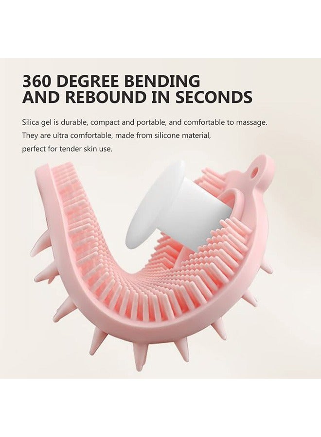 Beauenty 2 In 1 Bath and Shampoo Brush for Baby Kids Adults, Soft Silicone Shower Body Scrub, Exfoliating Body Brush, Loofah Body Brush Scalp Massager Spa Brush (Pink) - Image 5