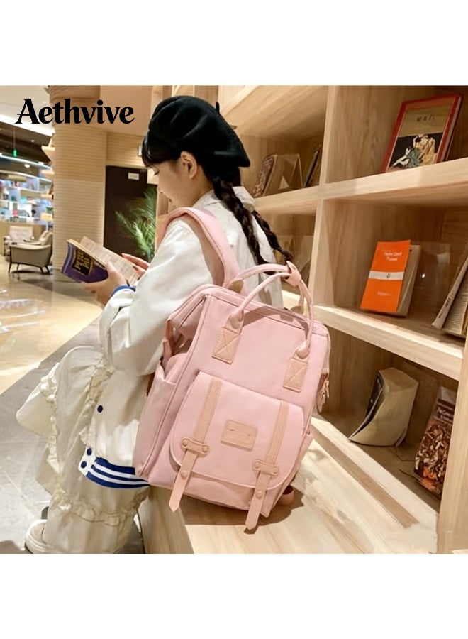 Aethvive Waterproof Diaper Bag Backpack, Large Multi Compartment Maternity Nursing Backpack, Portable Handheld Baby Travel Bag With Side Pockets, Stroller Hook Design Lightweight Nappy Backpack, Mommy Bag For Daily Outdoor Trip - Image 1