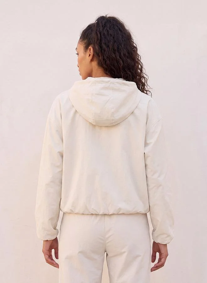Splash Active Cream Elasticated Hem Hooded Jacket for Women | Best Price UAE