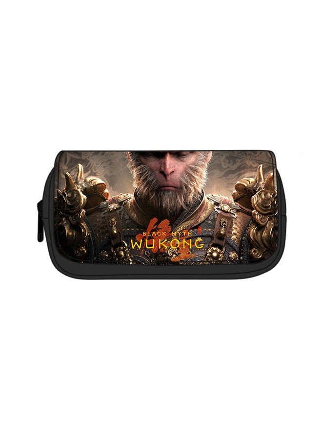 عام حقيبة أقلام مطبوعة بشخصية ووكوانغ من أسطورة سوداء، مناسبة لطلاب المدارس الابتدائية والثانوية والمراهقين، متعددة الوظائف، بطبقتين، بسعة كبيرة. - Image 1