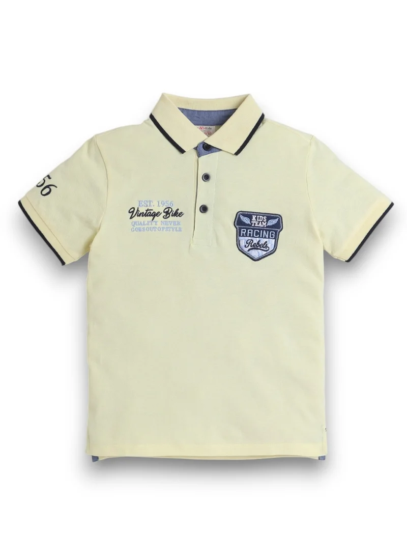 victor and jane Victor & Jane Senior Boys' Polo T-Shirt – Yellow colour with Embroidered label detail