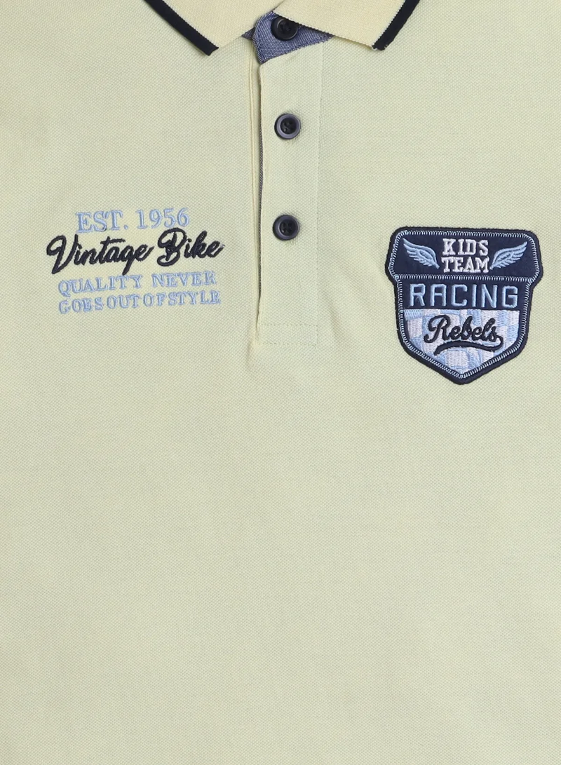 victor and jane Victor & Jane Senior Boys' Polo T-Shirt – Yellow colour with Embroidered label detail