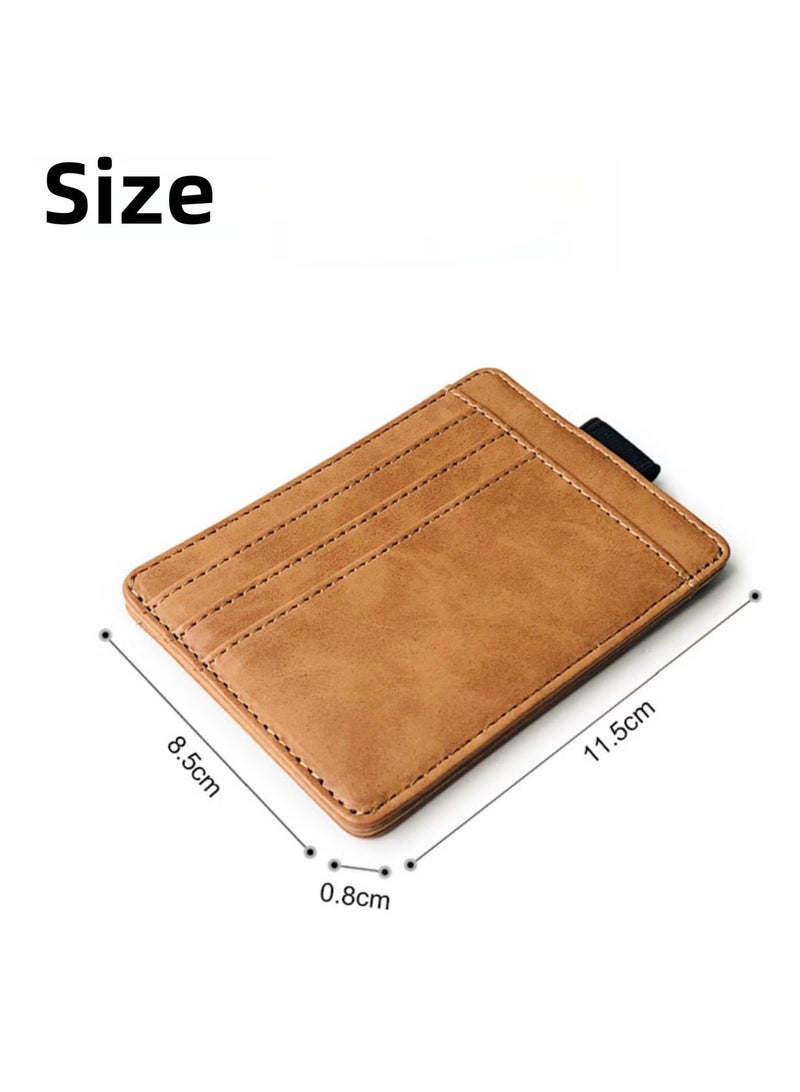JUE-FISH Card Wallet 7 Card Slots for Ample Storage, Elastic Band Closure, Driver License Card Slot for Convenience, Pu Leather Construction, Coin Pocket, Folded Bills, Receipts, 11.5x8.5cm (grey) - Image 3