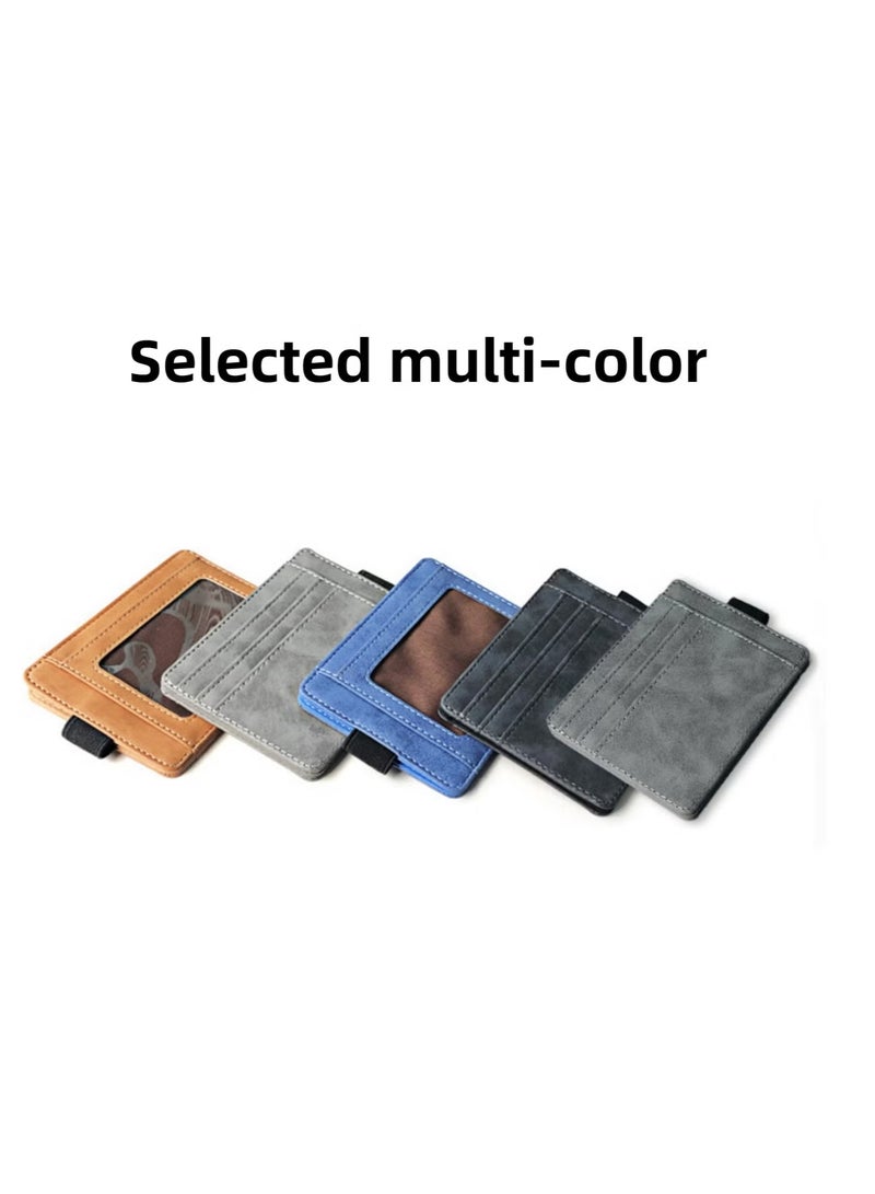 JUE-FISH Card Wallet 7 Card Slots for Ample Storage, Elastic Band Closure, Driver License Card Slot for Convenience, Pu Leather Construction, Coin Pocket, Folded Bills, Receipts, 11.5x8.5cm (grey) - Image 2