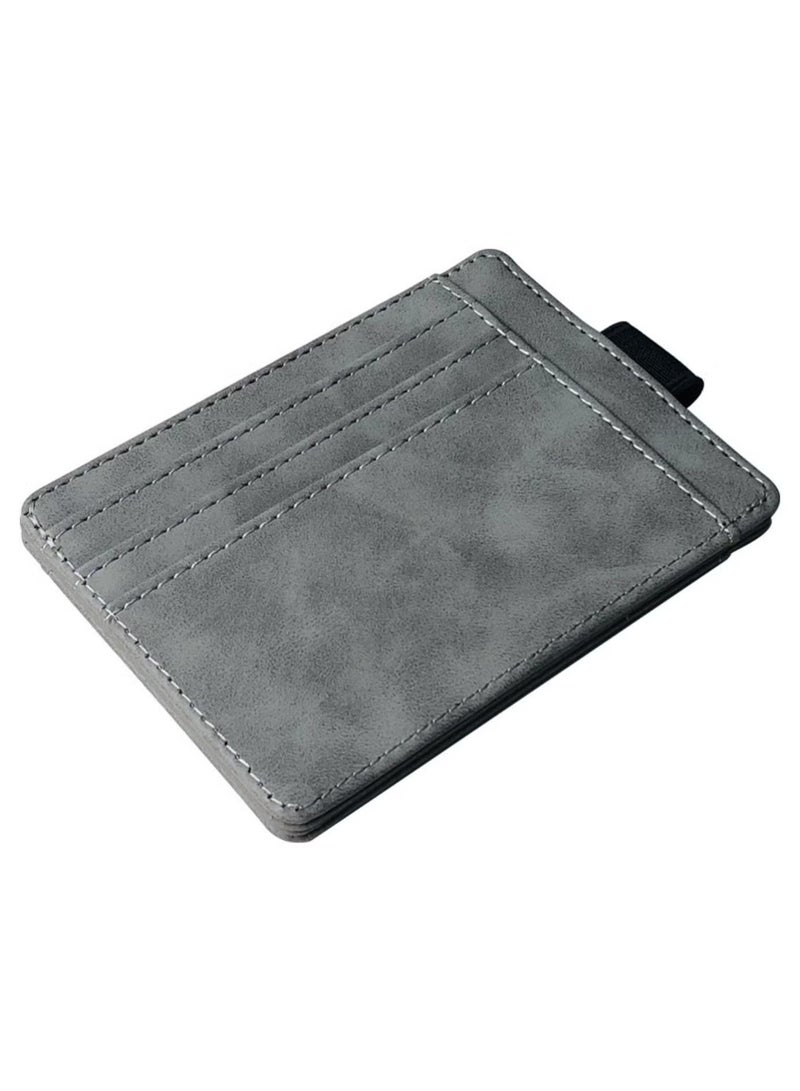 JUE-FISH Card Wallet 7 Card Slots for Ample Storage, Elastic Band Closure, Driver License Card Slot for Convenience, Pu Leather Construction, Coin Pocket, Folded Bills, Receipts, 11.5x8.5cm (grey) - Image 1