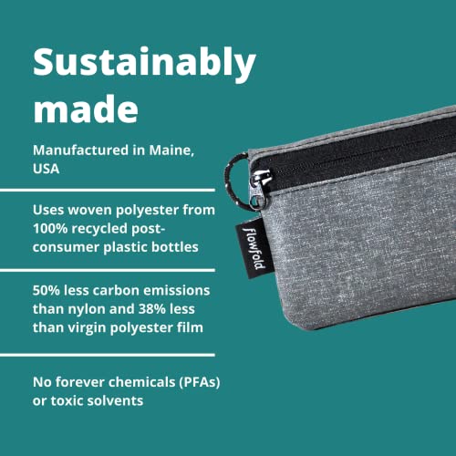 Flowfold Essentialist Clippable Mini Zip Pouch for Holding Coin, ID, Credit Card, and More | Small Water Repellent Wallet Made from Recycled Materials | Handcrafted In USA | Heather Grey - Image 3
