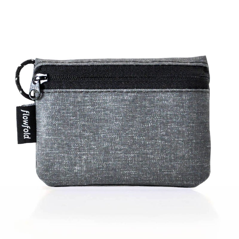 Flowfold Essentialist Clippable Mini Zip Pouch for Holding Coin, ID, Credit Card, and More | Small Water Repellent Wallet Made from Recycled Materials | Handcrafted In USA | Heather Grey - Image 4