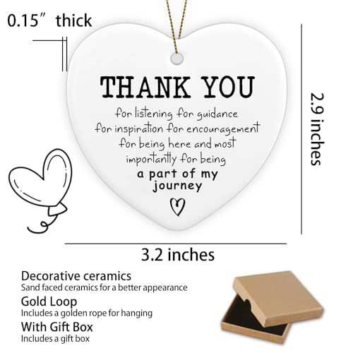 Piuzmnsiy Thank You Gift for Women Friend Ornament Keepsake Sign Heart Plaque Thank You Being a Part of My Journey Appreciation Gifts for Women Men Coworker Boss Friend - Image 2