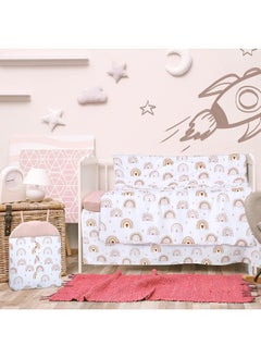 Rtteri Rtteri 4 Pieces Baby Crib Bedding Set, Nursery Bedding Standard Size Soft Baby Bedding Set Including Crib Skirt, Blanket, Sheet and Diaper Stacker for Girls and Boys(Boho)  - Image 2