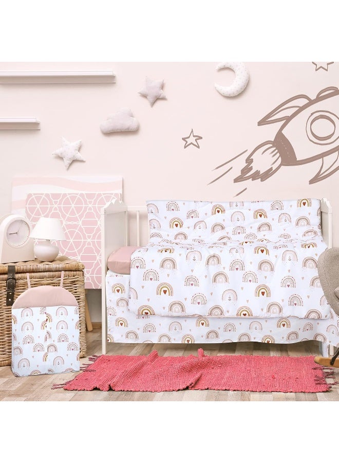 Rtteri Rtteri 4 Pieces Baby Crib Bedding Set, Nursery Bedding Standard Size Soft Baby Bedding Set Including Crib Skirt, Blanket, Sheet and Diaper Stacker for Girls and Boys(Boho)  - Image 2