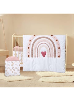 Rtteri Rtteri 4 Pieces Baby Crib Bedding Set, Nursery Bedding Standard Size Soft Baby Bedding Set Including Crib Skirt, Blanket, Sheet and Diaper Stacker for Girls and Boys(Boho)  - Image 1