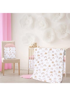 Rtteri Rtteri 4 Pieces Baby Crib Bedding Set, Nursery Bedding Standard Size Soft Baby Bedding Set Including Crib Skirt, Blanket, Sheet and Diaper Stacker for Girls and Boys(Boho)  - Image 3