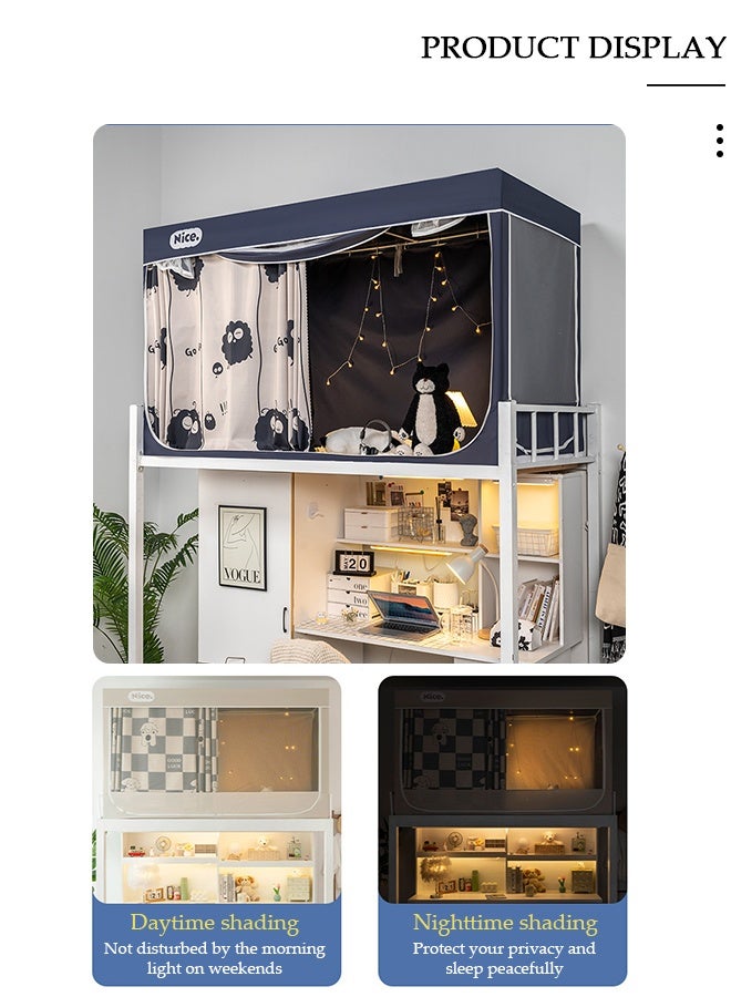 DUNISO Bed Tent Twin,Privacy Tent for Bunk Bed,90% Blackout Private Space Bed Curtains,Bed Canopy with Bed Frame,House Bed Tent,Breathable Windproof Dustproof Bed Curtain Loft Bed Dormitory - Image 4