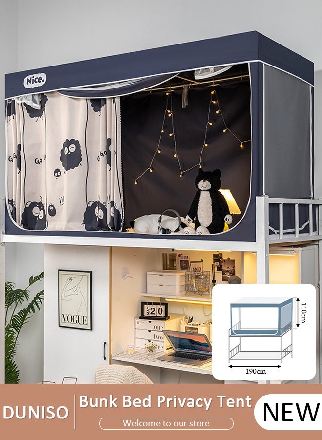 DUNISO Bed Tent Twin,Privacy Tent for Bunk Bed,90% Blackout Private Space Bed Curtains,Bed Canopy with Bed Frame,House Bed Tent,Breathable Windproof Dustproof Bed Curtain Loft Bed Dormitory - Image 1