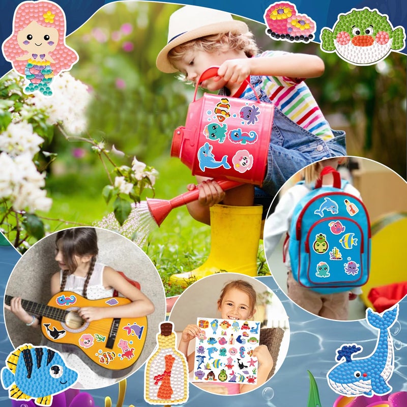 Labeol Diamond Art Kits for Kids Boys and Girls Ages 6-8-10-12 Easy to DIY Creative Diamond Art Sticker Craft by Numbers Kits for Kids and Adult Beginners (sea) - Image 2