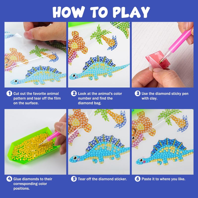 Labeol Diamond Art Kits for Kids Boys and Girls Ages 6-8-10-12 Easy to DIY Creative Diamond Art Sticker Craft by Numbers Kits for Kids and Adult Beginners (sea) - Image 3
