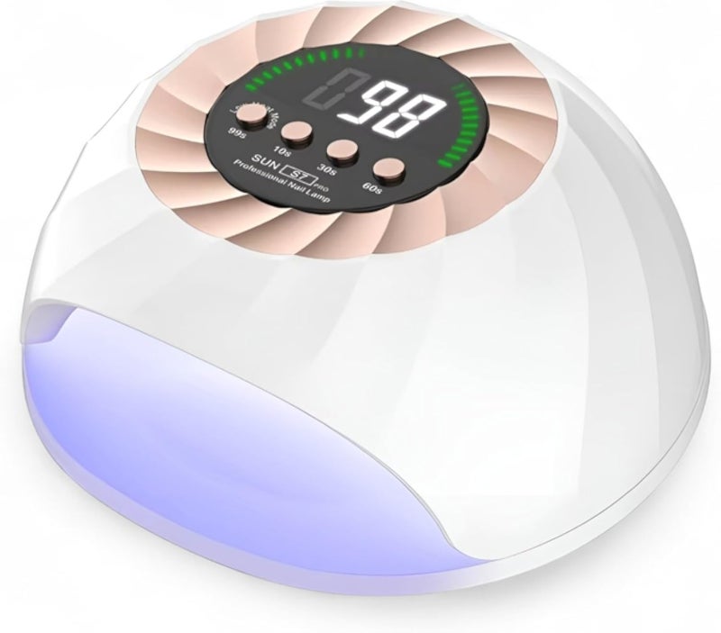 مجفف أظافر SUN S7 PRO UV LED، بقوة 268 واط، مزود بـ 4 مؤقتات تلقائية، ومستشعر ذكي، وشاشة LCD، يجفف طلاء الجل بسرعة، مثالي للاستخدام المنزلي أو في الصالونات، أداة احترافية لفن الأظافر (أبيض)