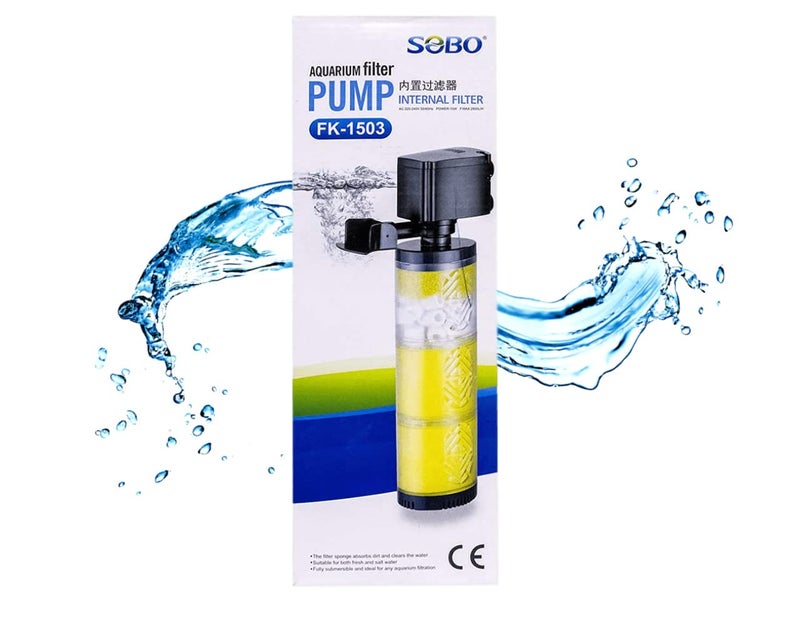 VAYINATO فلتر داخلي لحوض السمك من سلسلة Sobo Fe (Fe-1503 (يناسب حتى 3-3.5 قدم))|الطاقة: 15 واط|الحد الأقصى: 1200 لتر/ساعة - Image 1