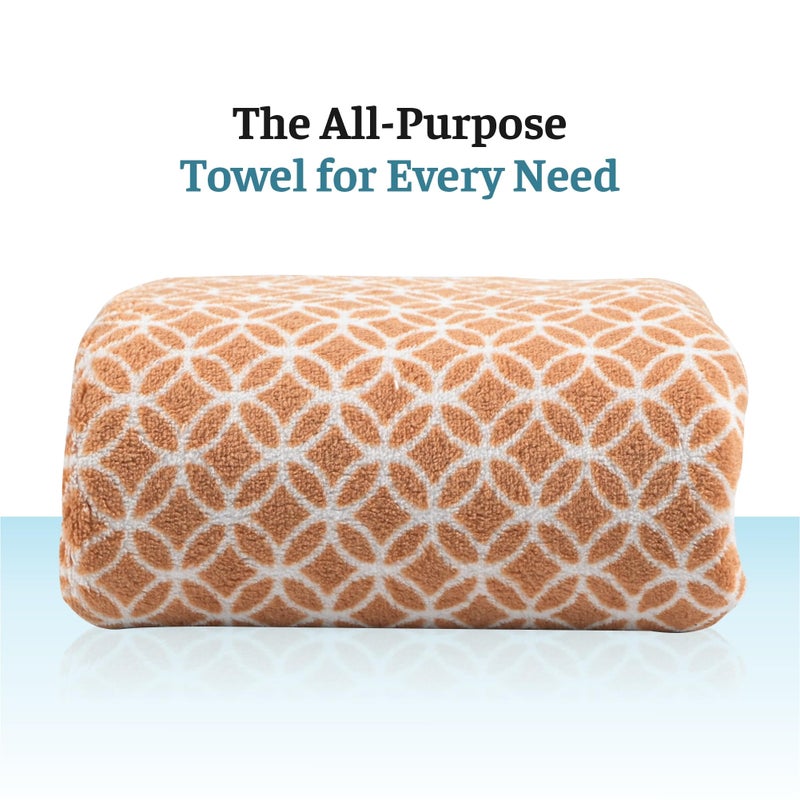 Kuber Industries 2 Pcs Microfiber 19x38 Inch Soft Face Towels for Women and Men | 280 GSM Quick Dry & Absorbent Hanging Hand Towels for Wash Basin Bathroom, Kitchen and Home | Circle - Golden & Blue - Image 2