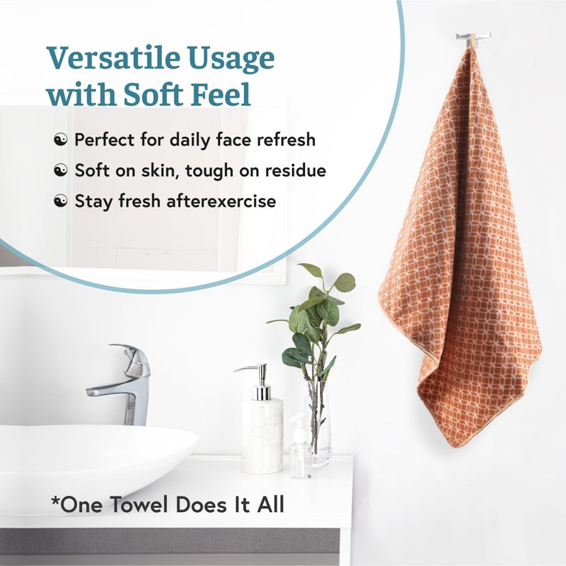 Kuber Industries 2 Pcs Microfiber 19x38 Inch Soft Face Towels for Women and Men | 280 GSM Quick Dry & Absorbent Hanging Hand Towels for Wash Basin Bathroom, Kitchen and Home | Circle - Golden & Blue - Image 4