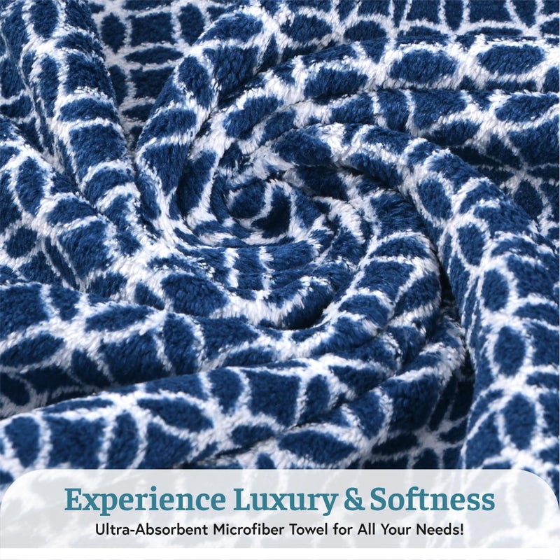 Kuber Industries 2 Pcs Microfiber 19x38 Inch Soft Face Towels for Women and Men | 280 GSM Quick Dry & Absorbent Hanging Hand Towels for Wash Basin Bathroom, Kitchen and Home | Circle - Golden & Blue - Image 5