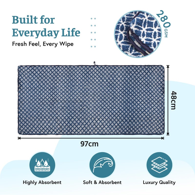 Kuber Industries 2 Pcs Microfiber 19x38 Inch Soft Face Towels for Women and Men | 280 GSM Quick Dry & Absorbent Hanging Hand Towels for Wash Basin Bathroom, Kitchen and Home | Circle - Golden & Blue - Image 3