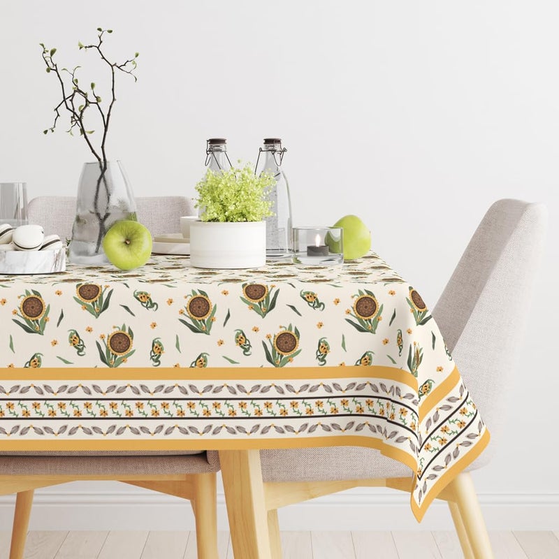 Astitva Premium 100 Cotton Dining Table Cover 6 to 8 Seater Sunflower Floral Printed Cotton Table ClothTable Protector 60 x 90 - Image 2