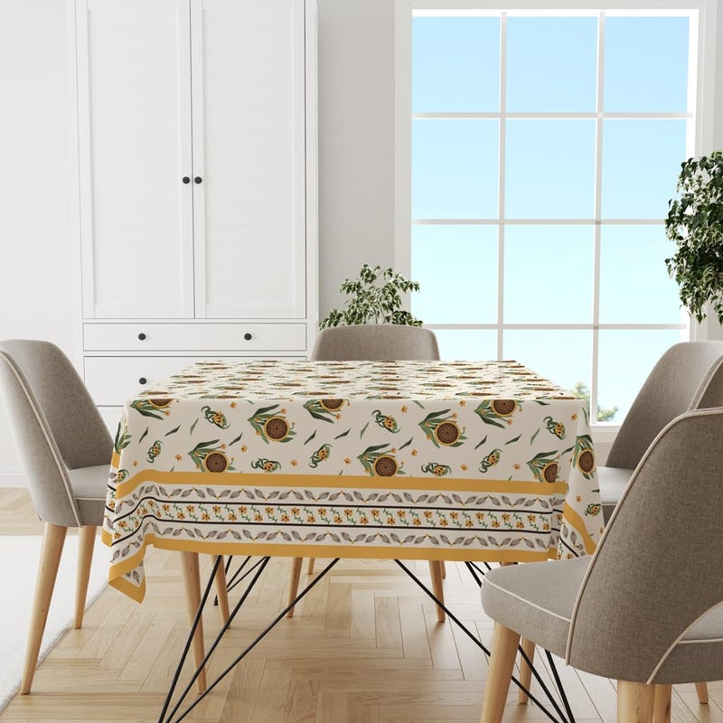 Astitva Premium 100 Cotton Dining Table Cover 6 to 8 Seater Sunflower Floral Printed Cotton Table ClothTable Protector 60 x 90 - Image 3