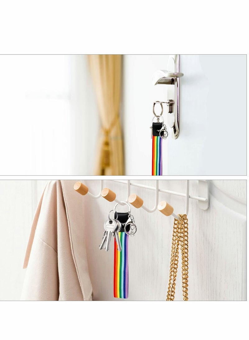 Y&D Lanyard Keychain, Rainbow Wrist Accessories Hand Women Polyester Keychain for Key Card Wallet 8pcs  - Image 5