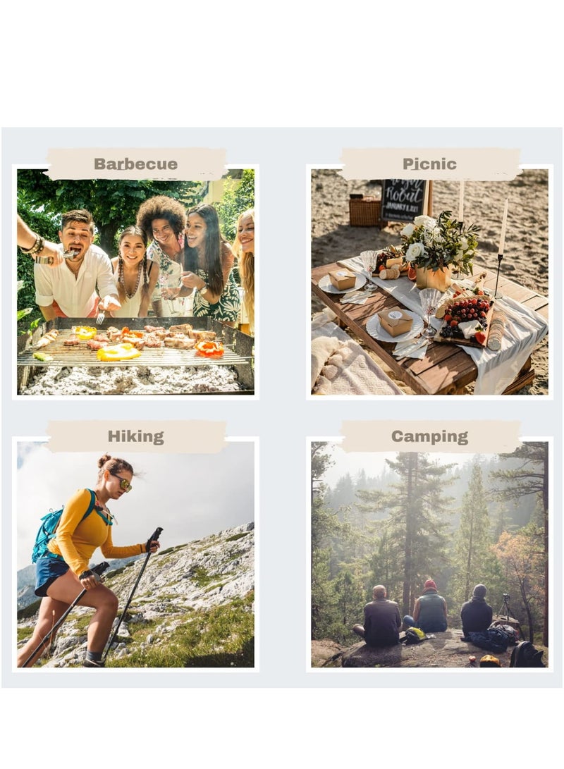 Zikra 4 Pieces Camping Utensils,Outdoor Portable Stainless Steel Spoon,Fork & Bottle Opener Combo Camping Utensil Set for Hiking Camping Travel Functional Eating Multi-Tool - Image 4