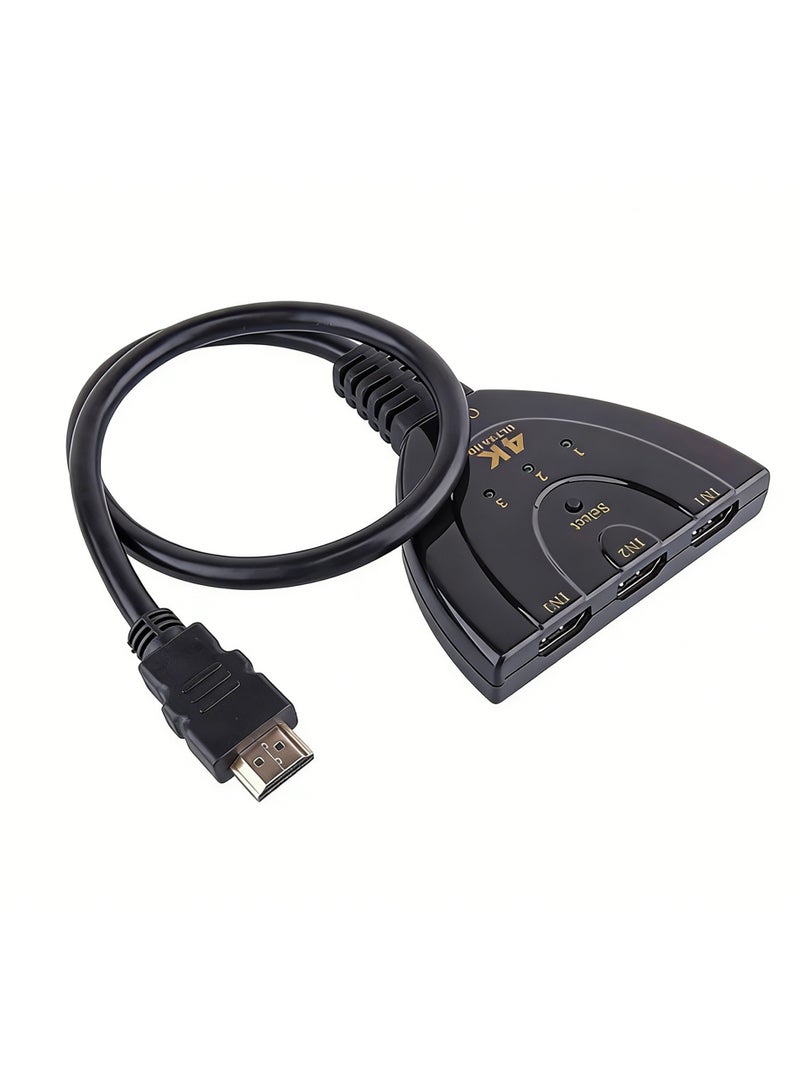 HDMI Switch 4K, VILCOME 3 Port HDMI Switcher 3x1 HDMI Splitter Hub 3 in 1 Out with Pigtail Cable Supports 4K 3D HD 1080P for DLP LCD HD Projector HDTV - Image 1