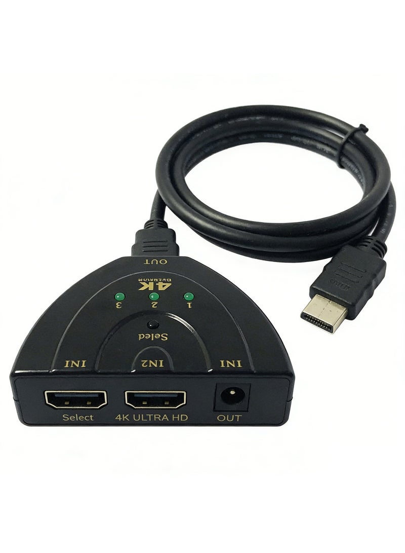 HDMI Switch 4K, VILCOME 3 Port HDMI Switcher 3x1 HDMI Splitter Hub 3 in 1 Out with Pigtail Cable Supports 4K 3D HD 1080P for DLP LCD HD Projector HDTV - Image 3