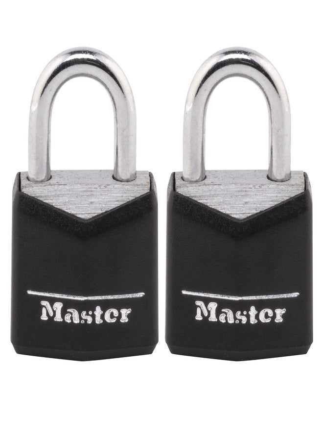 Master Lock 121T Padlock, Covered Aluminum Lock, 3/4 in. W, Black, 1-Pack, 2-Count - Image 1