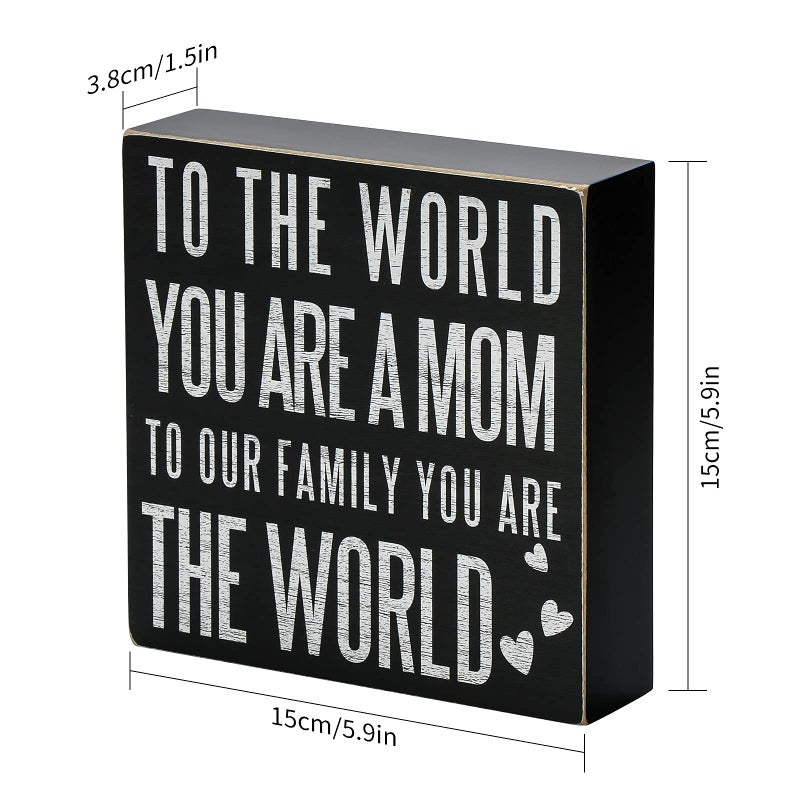 TJMOREE هدايا عيد ميلاد TJ.More لـ Mom Christmas Gift for Mother 6x6 Wood Box علامة للعالم أنت أمي ولكن لعائلتنا أنت المنزل الريفي العالمي D - هدايا يوم الأم من ابنة الابن - Image 5