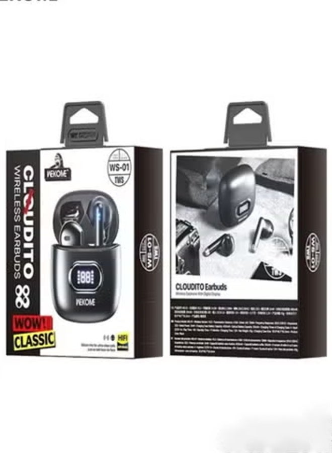 WEKOME WS-01 Wireless Bluetooth Earbuds with Charging Case | Touch Control, Built-in Microphone & LED Lights | Noise Reduction & Long Battery Life | Comfortable Secure In-Ear Fit for Calls, Music & Sports – Black - Image 2