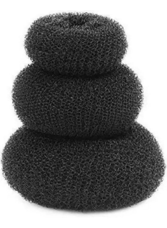 Palmate Hair Donut Bun maker Hair Accessory Set (Pack of 3) (Black) - Image 1