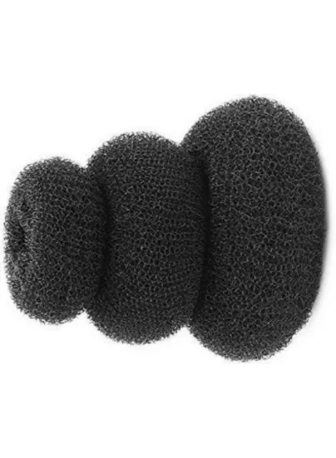 Palmate Hair Donut Bun maker Hair Accessory Set (Pack of 3) (Black) - Image 2