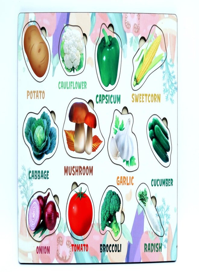 لعبة أحجية الخضراوات التعليمية من كرافتيك، لوحة تثبيت الخضراوات للأطفال من عمر سنتين فما فوق، أحجية للأطفال الصغار في مرحلة ما قبل المدرسة، أحجية من 12 قطعة للأطفال، ألعاب مونتيسوري، هدية لعبة للأولاد والبنات - Image 1
