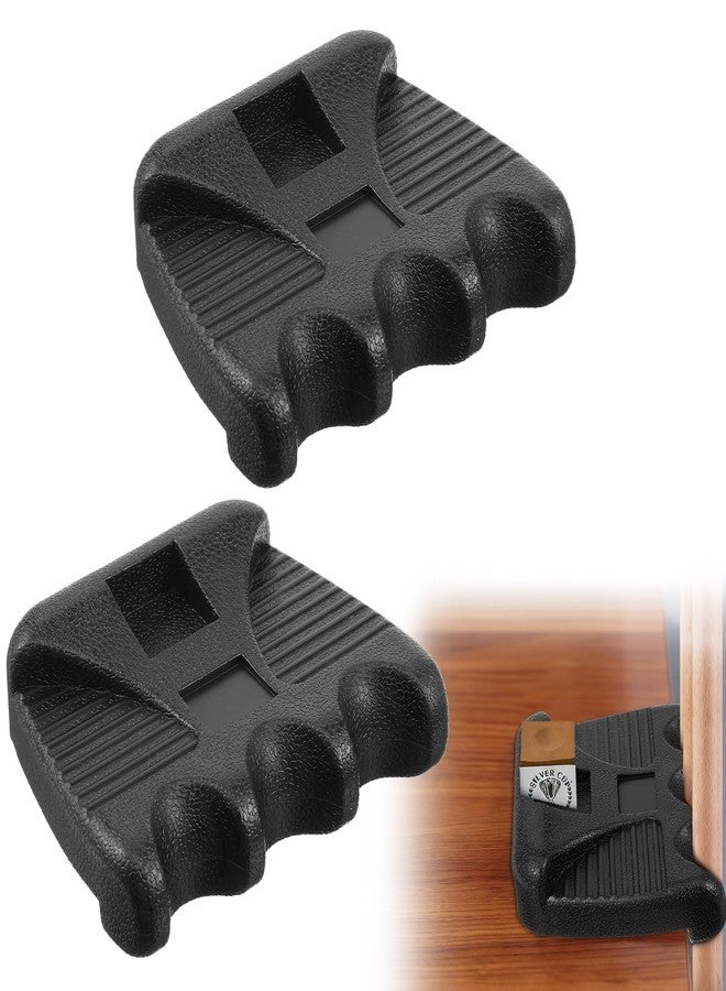 xozeooeu 2 Pcs Black Pool Cue Holders, 3 Holes Portable Weighted Billiard Cue Racks with Chalk Holders, Non-Slip Rests for Pool Tables - Image 1