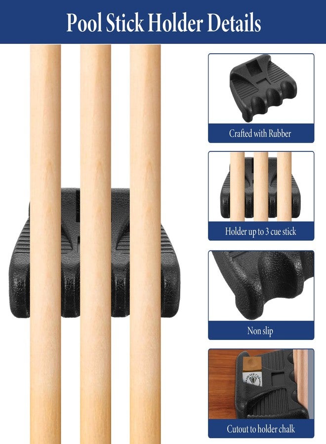 xozeooeu 2 Pcs Black Pool Cue Holders, 3 Holes Portable Weighted Billiard Cue Racks with Chalk Holders, Non-Slip Rests for Pool Tables - Image 3