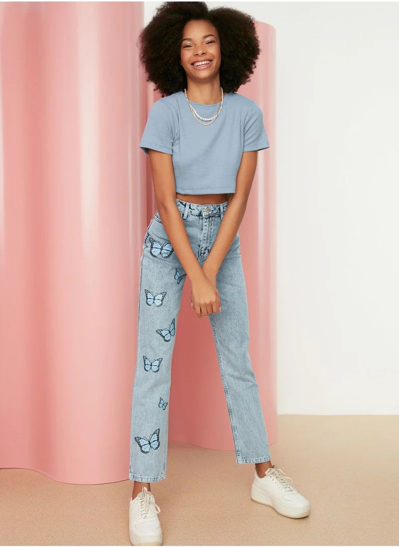 trendyol Printed High Waist Jeans