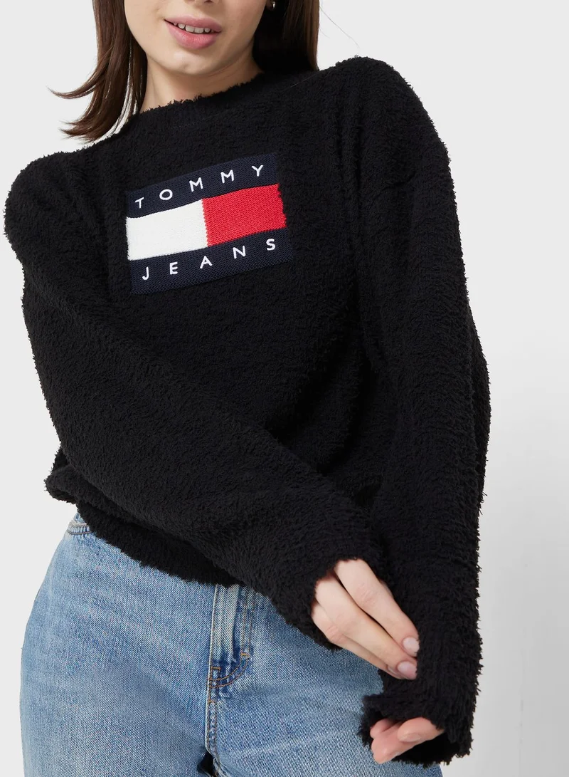 TOMMY JEANS Center Flag Round Neck Sweater