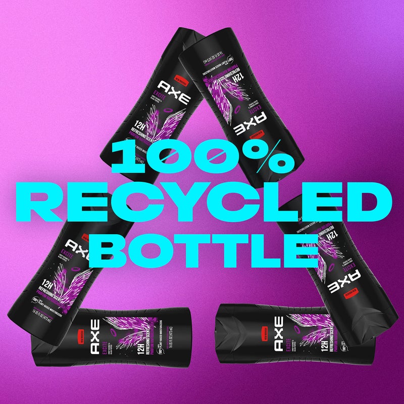 AXE Body Wash 4 Count 12h Refreshing Scent Excite Crisp Coconut & Black Pepper Men's Body Wash with 100% Plant-Based Moisturizers 16 oz - Image 4